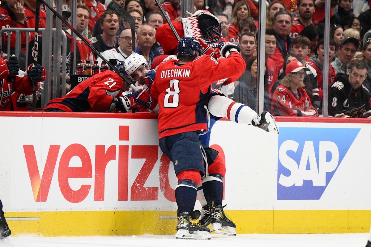 Alex Ovechkin leads the Capitals into the second round against Carolina by scoring and hitting