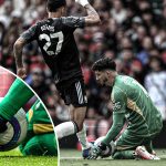 Morgan Rogers challenges Altay Bayindir before scoring a goal that was later ruled out by referee Thomas Bramall