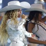 HOUSTON, TEXAS - DECEMBER 25: Beyoncé performs with daughter, Blue Ivy, during the halftime show for the game between the Baltimore Ravens and the Houston Texans at NRG Stadium on December 25, 2024 in Houston, Texas. (Photo by Alex Slitz/Getty Images)
