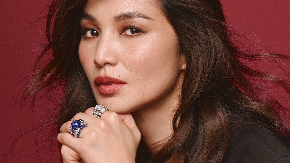 Gemma Chan is wearing the Cartier ‘En Equilibre’ Azulejo and Skudo high jewelry rings