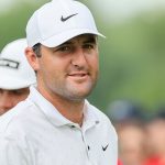 Scottie Scheffler on the 7th hole during the third round of the Charles Schwab Challenge golf tournament at Colonial Country Club in Fort Worth, TX. Gray Siegel/Cal Sport Media (Credit Image: © Gray Siegel/Cal Sport Media) (Cal Sport Media via AP Images)