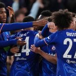 Chelsea's Kiernan Dewsbury-Hall (right) celebrates with team-mates after scoring their side's first goal