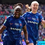 Sandy Baltimore celebrates after opening the scoring for Chelsea in the Women's FA Cup final