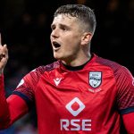 DUNDEE, SCOTLAND - MAY 14: Ross County's Ronan Hale celebrates at fulltime during a William Hill Premiership match between Dundee and Ross County at the Scot Foam Stadium at Dens Park, on May 14, 2025, in Dundee, Scotland. (Photo by Ross Parker / SNS Group)