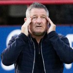 DUNDEE, SCOTLAND - MAY 14: Dundee manager Tony Docherty during a William Hill Premiership match between Dundee and Ross County at the Scot Foam Stadium at Dens Park, on May 14, 2025, in Dundee, Scotland. (Photo by Ross Parker / SNS Group)