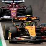 Lando Norris ahead of Charles Leclerc in Imola practice