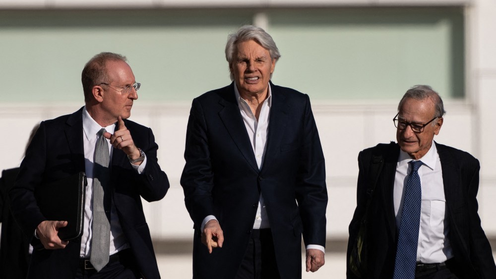 Former CEO of Abercrombie and Fitch, Mike Jeffries walks out of federal court after his arraignment on charges with the trafficking of male models for sex parties around the world, in Central Islip, New York on October 25, 2024.