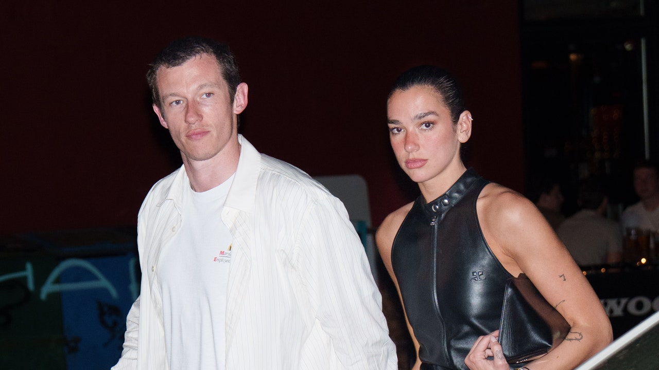 In Bright Whites and Leather, Dua Lipa and Callum Turner Do Polar Opposite Couple Style