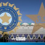 India and Pakistan cricket badegs over Atal Bihari Vajpayee Ekana Cricket Stadium