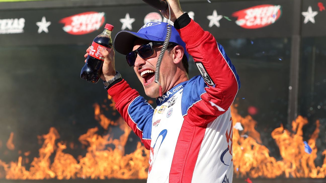 Joey Logano wins in overtime in Texas for 1st this season