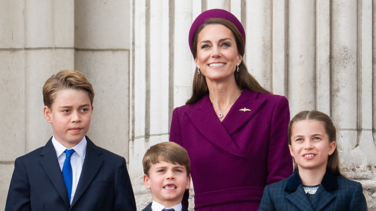 Kate Middleton Swaps Skinny Jeans for Royal Purple on the 80th Anniversary of VE Day