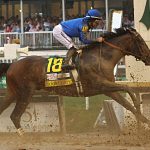 Sovereignty, with jockey Junior Alvarado aboard, wins the 151st running of the Kentucky Derby on May 3, 2025, at Churchill Downs in Louisville. (Photo by Jeff Moreland/Icon Sportswire) (Icon Sportswire via AP Images)