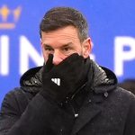 Ruud van Nistelrooy reacts to Leicester's 2-0 defeat to Arsenal