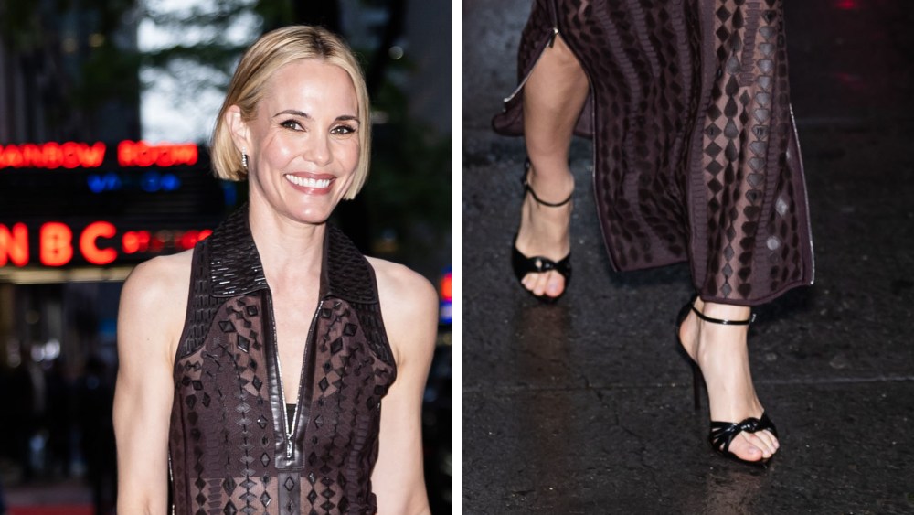 Leslie Bibb Soars in Giuseppe Zanotti Heels for ‘Seth Meyers’ Show