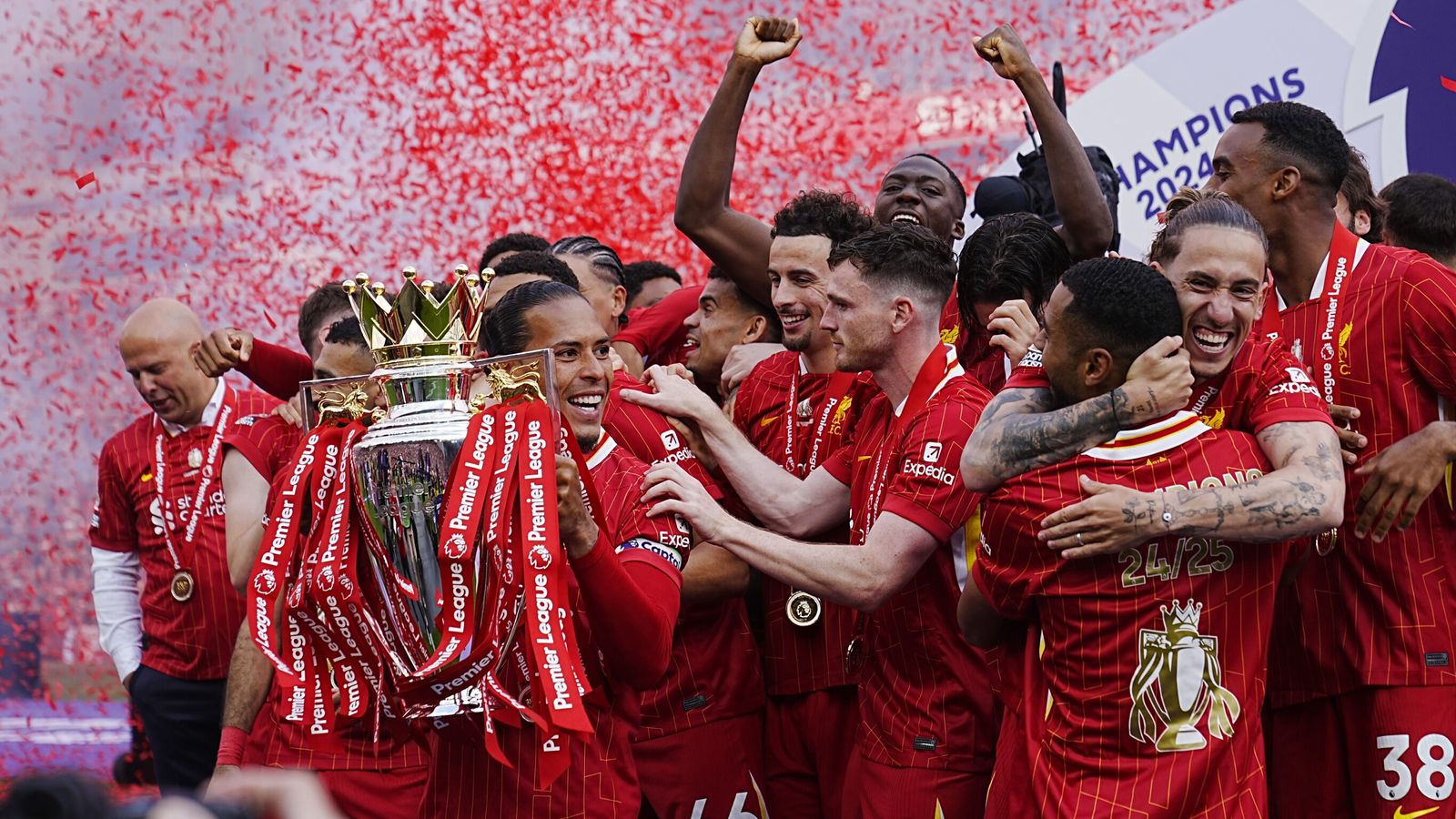 Liverpool lift 2024/25 Premier League trophy in front of packed Anfield crowd | Football News