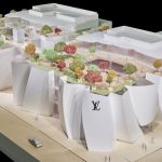 An architectural model of the vast Louis Vuitton flagship slated to open in Beverly Hills, Calif., in 2029.