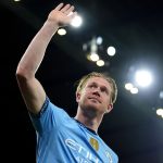 Kevin De Bruyne bids farewell to the Etihad crowd after his final home game for Manchester City