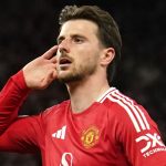 Manchester United's Mason Mount celebrates scoring a goal against Athletic Club