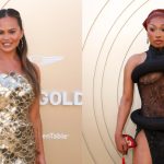Chrissy Teigen and Megan Thee Stallion at the 2025 Gold Gala held at The Music Center on May 10, 2025 in Los Angeles, California.