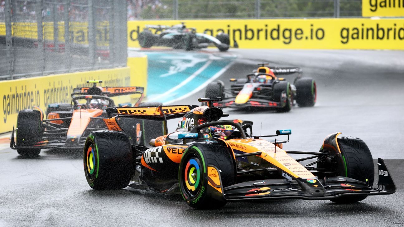 Miami GP: Lando Norris wins wet, chaotic sprint race under safety car