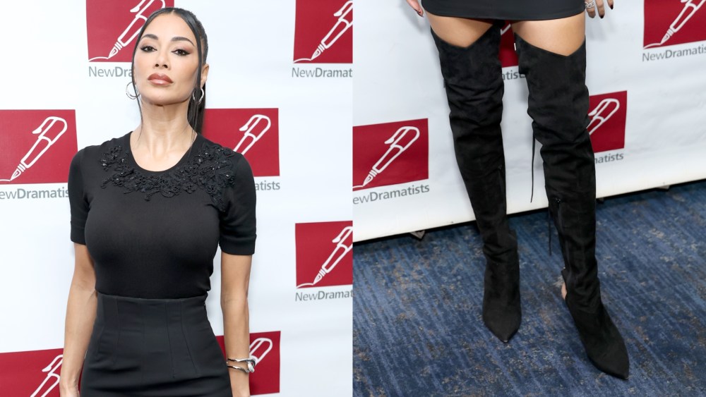 Nicole Scherzinger Dons Tall Cut-out Boots at New Dramatists Luncheon
