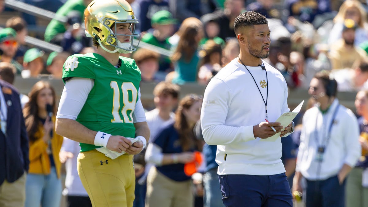 Notre Dame head coach Marcus Freeman holds no grudge against transfer quarterback Steve Angeli