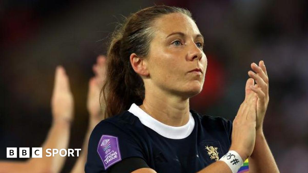 Scotland captain Rachel Corsie is seen at full time during the UEFA Women's Nations League match between England and Scotland at Stadium of Light