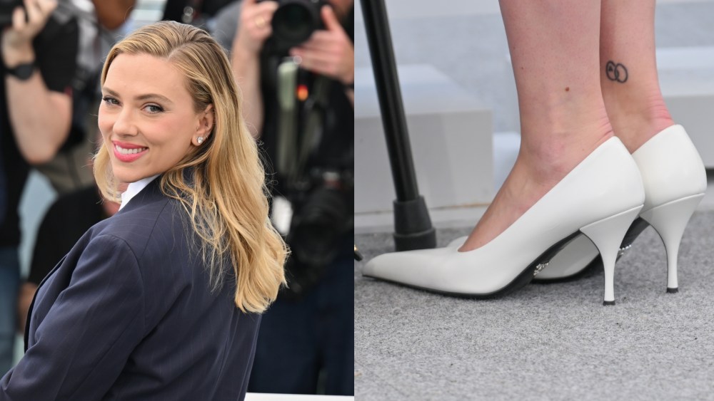 Scarlett Johansson Pops in Hot White Prada Shoes at Cannes Festival
