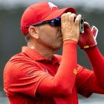 Captain Sergio Garcia of Fireballs GC checks his yardage from the 15th fairway during the final round of the 2025 PGA Championship at Quail Hollow Club on Sunday, May 18, 2025 in Charlotte, North Carolina. (Photo by Jon Ferrey/LIV Golf via AP)