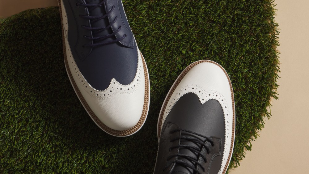Sun Day Red Two-Tone Spectator Wingtip Golf Shoe, available on May 27.