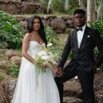 The Bride Wore a Cathedral-Length Veil and Her Grandmother’s Traditional Hawaiian Jewelry to Marry on Oahu