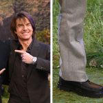 =Michael B. Jordan and Tom Cruise  attend the Global Premiere Red Carpet in support of "Mission: Impossible - The Final Reckoning" at Leicester Square on May 15, 2025, in London, shoes and height