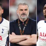 Cristian Romero, Ange Postecoglou and Mathys Tel