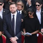 United States Vice President JD Vance and Second Lady of the United States Usha Vance arrive ahead of the Inauguration Mass of Pope Leo XIV in St Peter's Square on May 18, 2025 in Vatican City, Vatican.