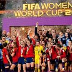 Spain celebrating winning the 2023 Women's World Cup