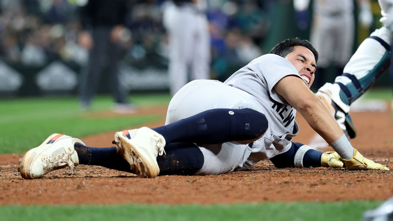 Yankees’ Oswaldo Cabrera taken off in ambulance after slide