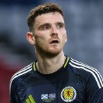 GLASGOW, SCOTLAND - JUNE 06: Scotland's Andy Robertson looks dejected at full time during an International Friendly match between Scotland and Iceland at Hampden Park, on June 06, 2025, in Glasgow, Scotland. (Photo by Craig Williamson / SNS Group)