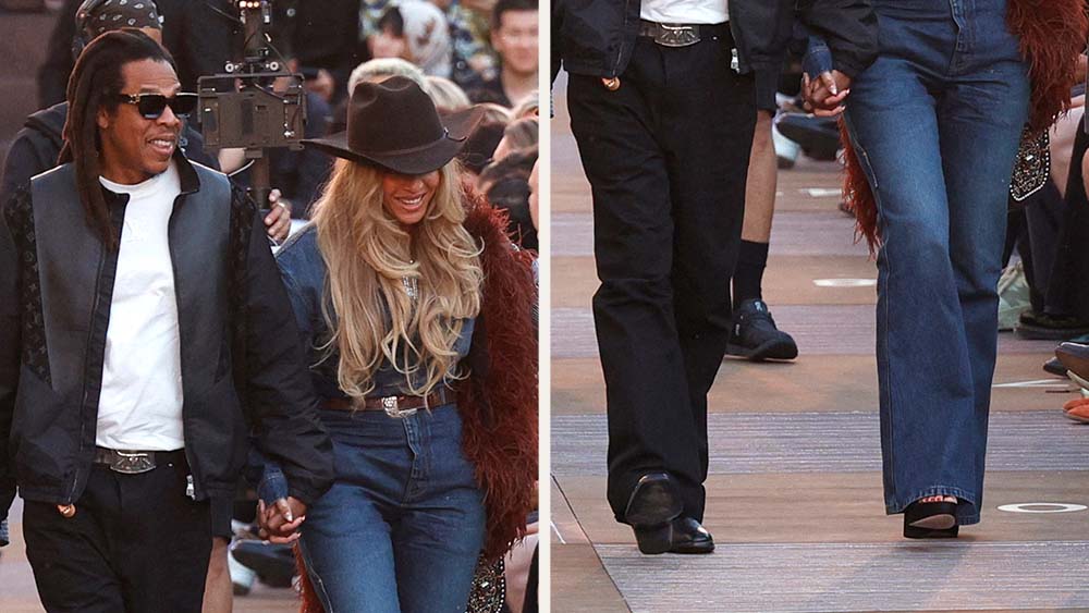 Beyoncé & Jay-Z Match Western Looks at Louis Vuitton’s Paris Show