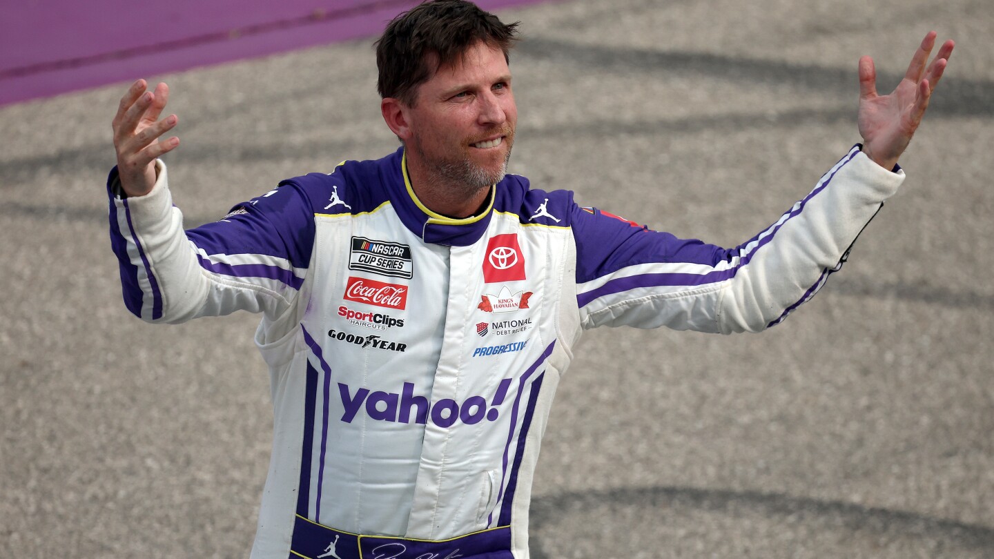Denny Hamlin is back to being the villain, provoking Michigan crowd after win
