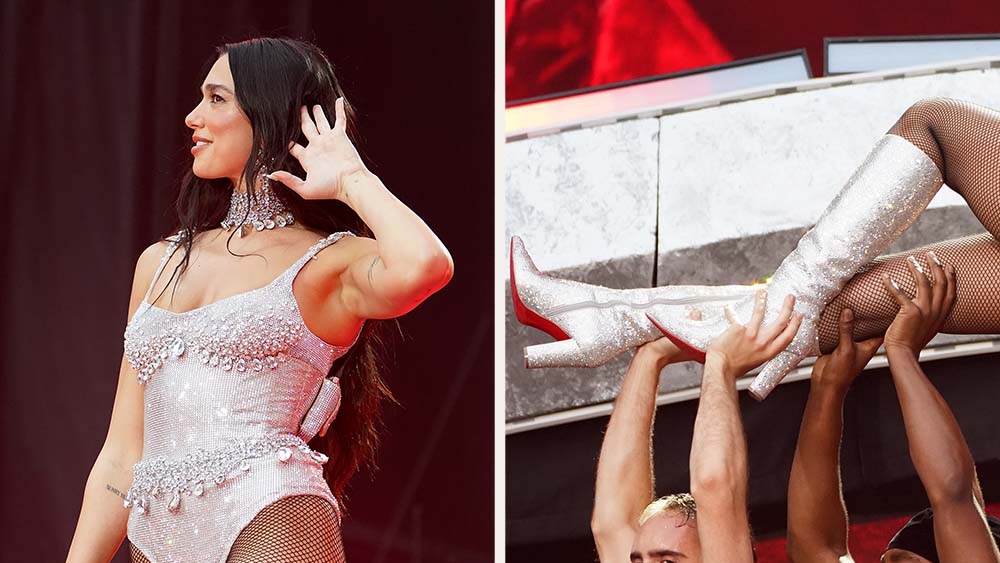 Dua Lipa Shines in Crystal Louboutin Boots at Radical Optimism Tour