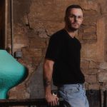 Designer Kris Van Assche with the bronze vessels he made at the Fodor foundry.