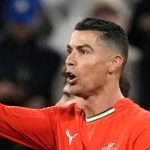 Portugal's Cristiano Ronaldo celebrates after scoring his side's second goal during the Nations League semifinal