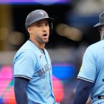 George Springer caught jumping on third base, tagged out vs. A's