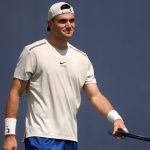 Jack Draper of Great Britain looks on during a practice session on Day Six of the 2025 HSBC Championships at The Queen's Club on June 14, 20