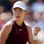 Katie Boulter reacts during her match against Sonay Kartal on day four of the Lexus Nottingham Open at the Lexus Nottingham Tennis Centre, N