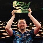 June 28, 2025; New York, NY; Nathan Aspinall v Luke Humphries during the Finals of the US Darts Masters of the 2025 bet365 US Darts Masters at the Theater at Madison Square Garden in New York, NY. Mandatory Credit: Matt Heasley/PDC
