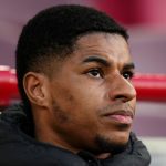 Aston Villa's Marcus Rashford sitting on the bench before the Premier League match at the Gtech Community Stadium, London. Picture date: Saturday March 8, 2025.