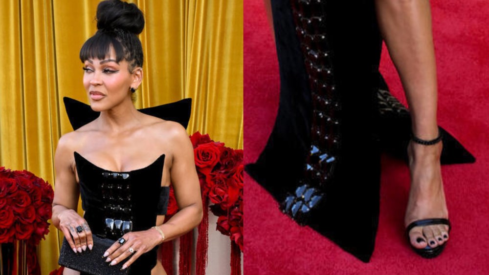 Meagan Good Wears Black Stilettos at Hollywood Unlocked Awards 2025