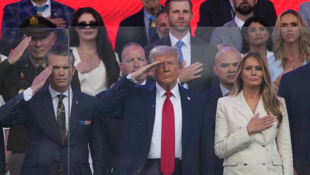 Melania Trump Wears New York-made Adam Lippes Suit for U.S. Army Grand Military Parade