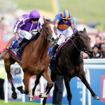 Minnie Hauk (left) beats stablemate Whirl in the 2025 Betfred Oaks
